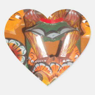 Sticker Cœur Art Culturel Unique - Design Sri-Lankais/Indonésie