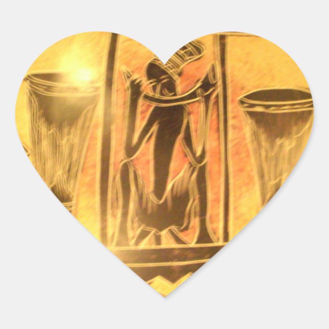 Sticker Cœur Art Ethnique Africain d'or Imprimer (Devant)