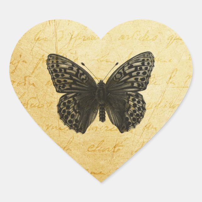 Sticker Cœur Art papillon (Devant)