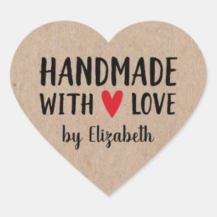 Sticker Cœur Artisanat Kraft Personnalisé Avec Coeur D'Amour