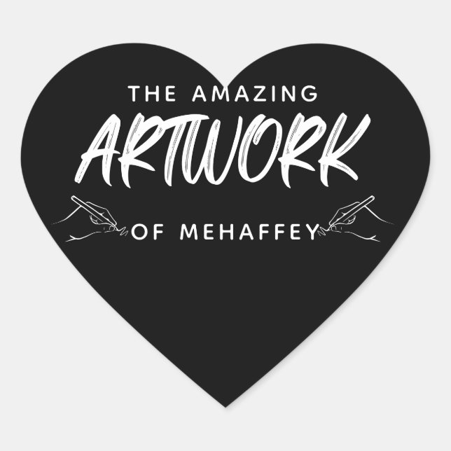 Sticker Cœur Artiste noir blanc personnalisé (Devant)