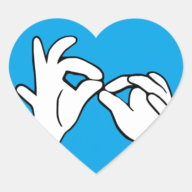 Sticker Cœur ASL American Sign Language INTERPRET (Devant)