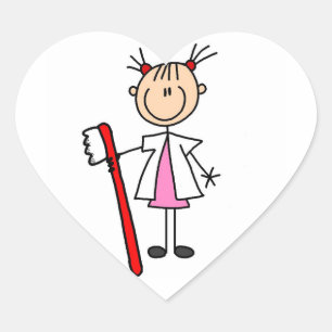 Sticker Cœur Assistante Dentaire Avec Brosse à Dents