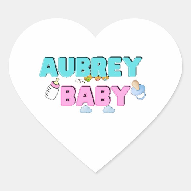Sticker Cœur Aubrey avec papillon et nuage (Devant)