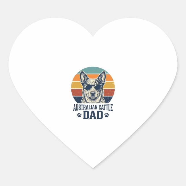 Sticker Cœur Australian Cattle Dog Dad Vintage Sunset Shirt_1 (Devant)