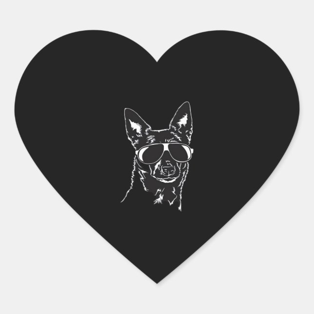 Sticker Cœur Australien Kelpie cool lunettes de soleil Classiqu (Devant)