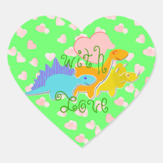 Sticker Cœur Avec Amour Les Coeurs Dinosaures