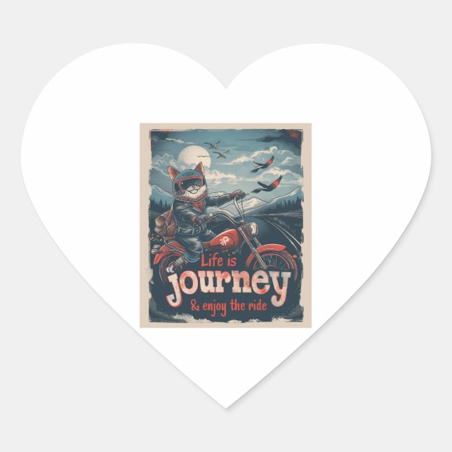 Sticker Cœur Aventure de motards (Devant)