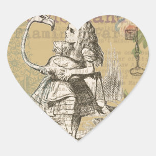 Sticker Cœur Aventures d'Alice au pays des merveilles Flamant C