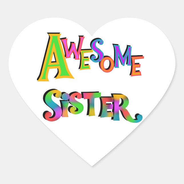 Sticker Cœur Awesome Soeur T-shirts et cadeaux (Devant)