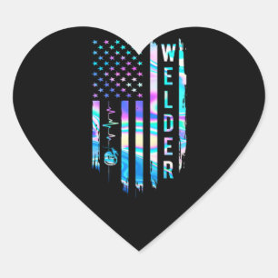 Sticker Cœur Awesome US Flag Hearder Welder