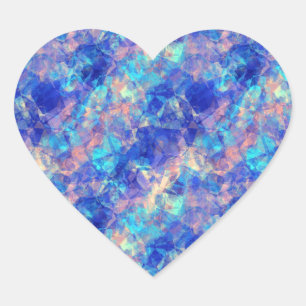 Sticker Cœur Azure Blue Crumpled Texture