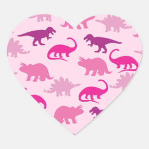 Sticker Cœur Baby shower Dinosaur rose