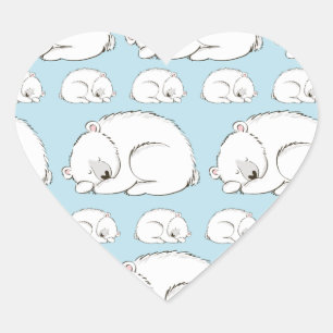 Sticker Cœur Baby shower d'ours polaire