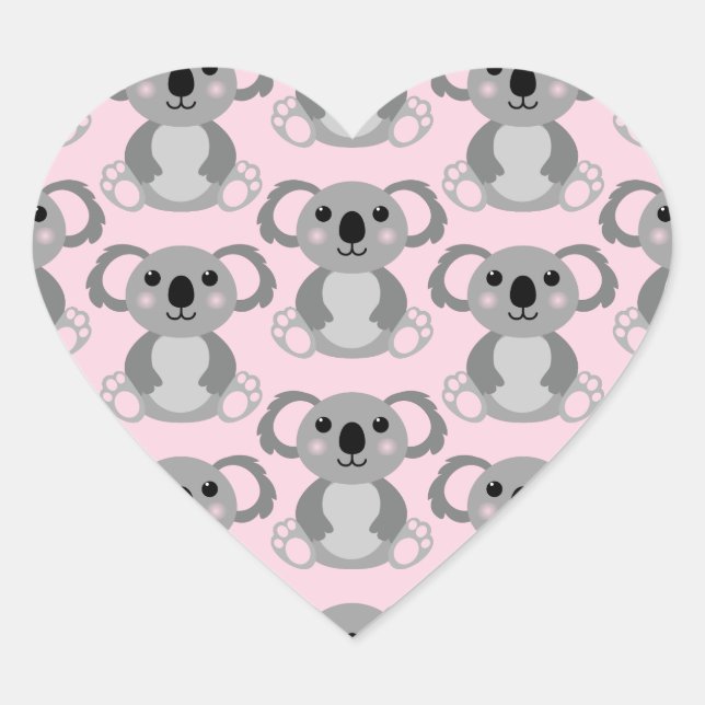 Sticker Cœur Baby shower d'ours rose Koala (Devant)