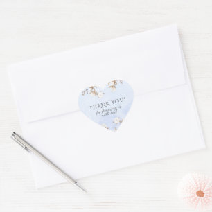 Sticker Cœur Baby Shower Fleur de Coton de Genre Neutre pour l'