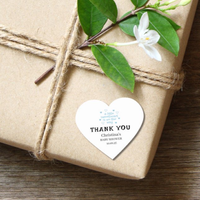 Sticker Cœur Baby shower garçon bleu mou (Créateur téléchargé)