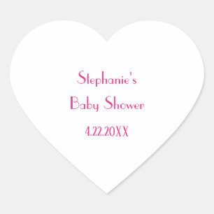 Sticker Cœur Baby shower Girls Pink Personnalisé Nom Élégant 20