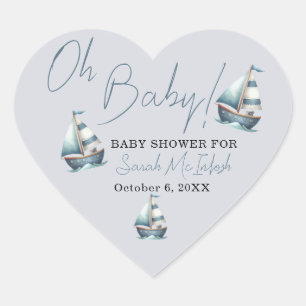 Sticker Cœur Baby shower nautique