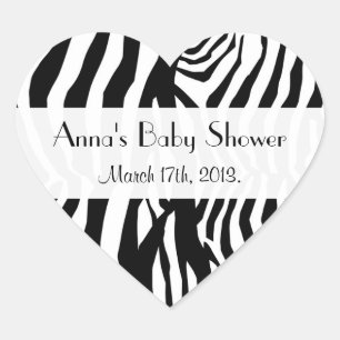 Sticker Cœur Baby shower - Poster de animal, Zebra Stripes - No
