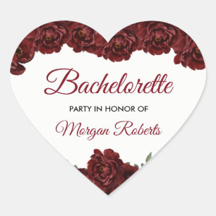 Sticker Cœur Bachelorette de la Rose rouge de Bourgogne