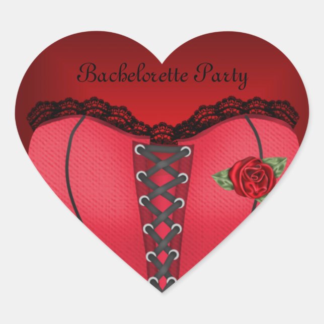 Sticker Coeur Bachelorette Party Black Red Corset (Devant)