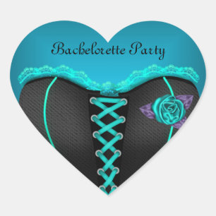 Sticker Coeur Bachelorette Party bleu Turquoise Co