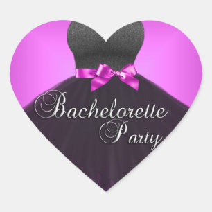 Sticker Coeur Bachelorette Party Rosée Robe noire