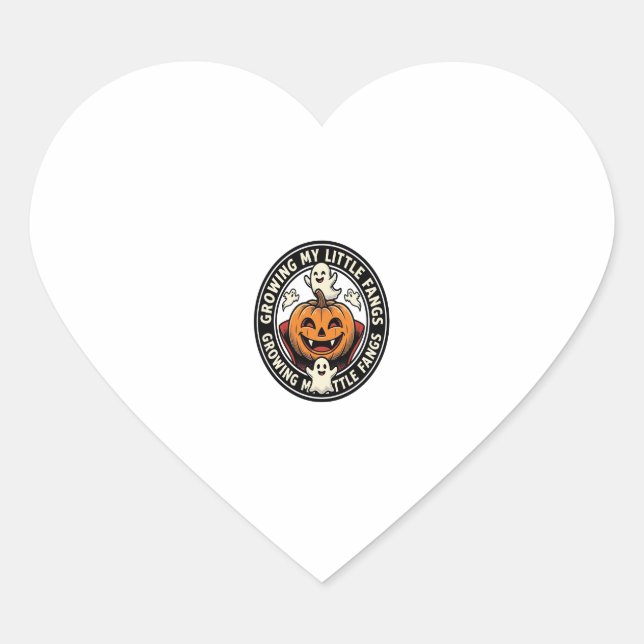 Sticker Cœur Badge de citrouille de vampire faisant pousser mes (Devant)