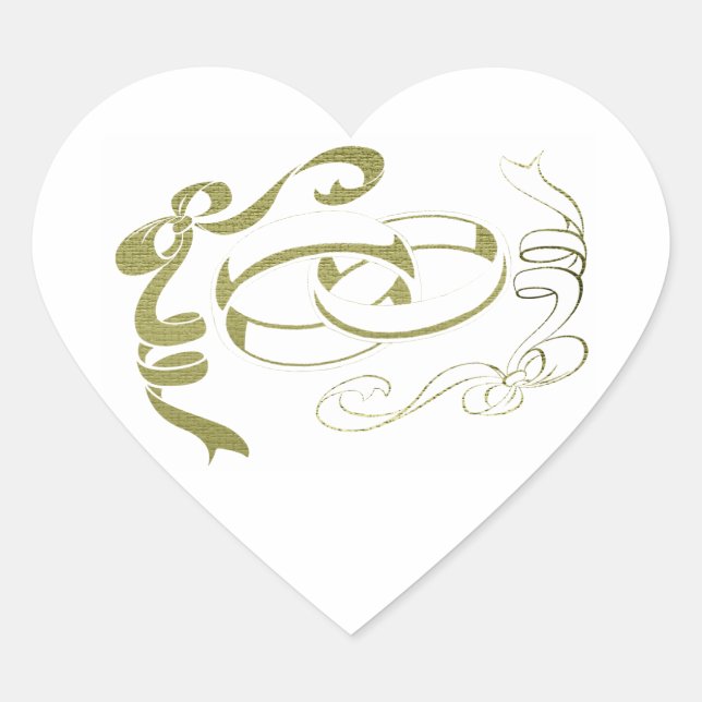Sticker Cœur Bagues et vaches mariages (Devant)