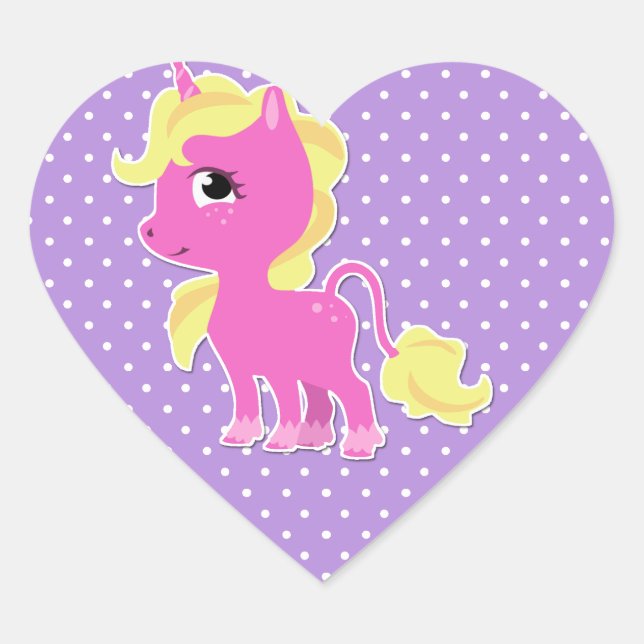 Sticker Cœur Baguette Unicorn et Polka Dot (Devant)