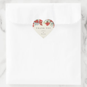Sticker Cœur Baies rouges + Eucalyptus Noël Merci