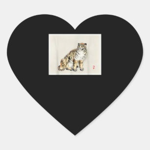 Sticker Cœur Bairei Gakan Meija Era Tigre d'art japonais
