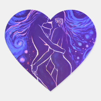 Sticker Cœur Baiser lesbienne passionnée