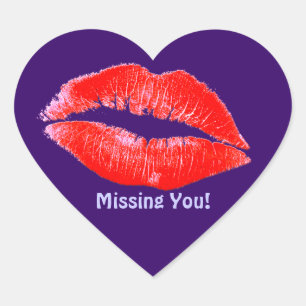 Sticker Cœur Baisers à lèvres amusants Miss You Romantic LIP ST
