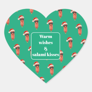 Sticker Cœur Baisers drôles de salami apéro Noël