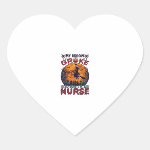 Sticker Cœur Balai Cassé Infirmière Halloween Sorcière Pleine L