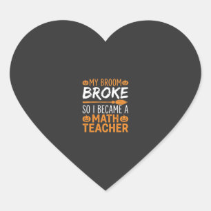 Sticker Cœur Balai d'Halloween de professeur de maths drôle
