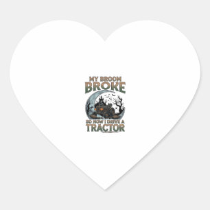 Sticker Cœur Balai Tracteur Cassé Citrouille Maison Hantée Lune