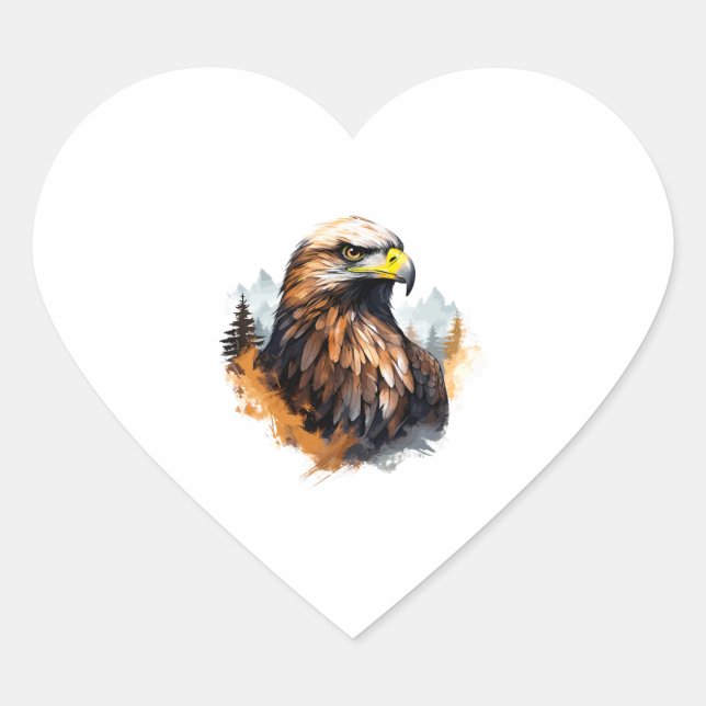 Sticker Cœur Bald Eagle Falconer Hunter Nature Ornithologue (Devant)