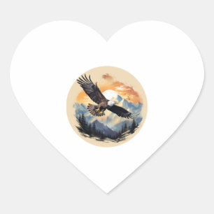 Sticker Cœur Bald Eagle, symbole de l'Amérique
