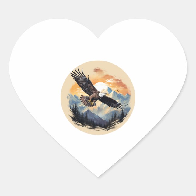 Sticker Cœur Bald Eagle, symbole de l'Amérique (Devant)
