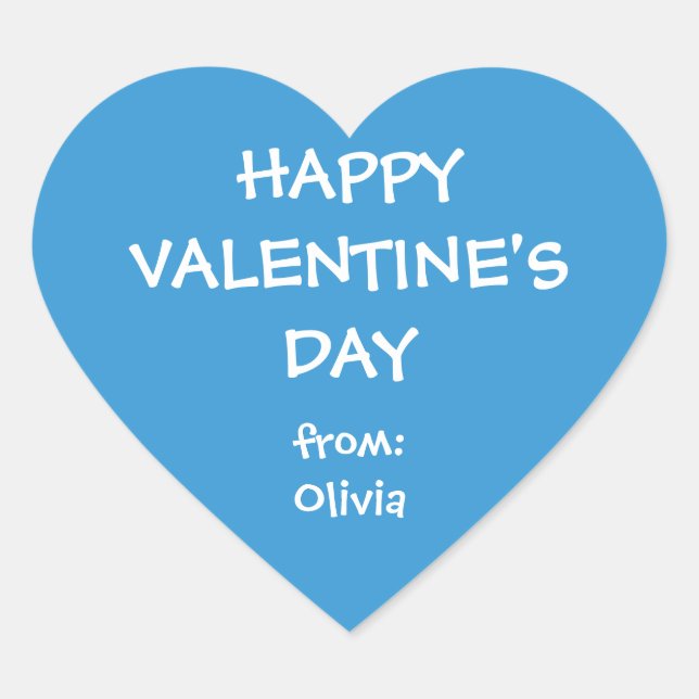 Sticker Cœur Balise cadeau personnalisé de coeur bleu valentine (Devant)