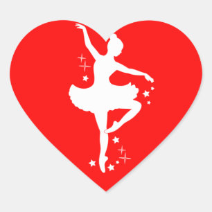 Sticker Cœur Ballerina avec étoiles en Silhouette dans le coeur