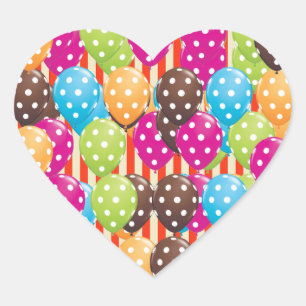 Sticker Cœur Balloirs de fête Stripes cirque pois Amusement