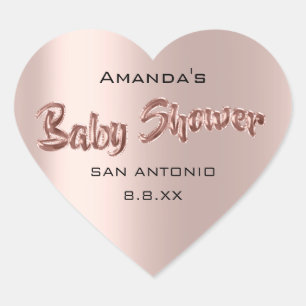 Sticker Cœur Ballons de nom de Baby Shower Rose Mariage