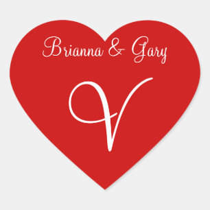 Sticker Cœur Ballons rouge Votre Mariage Monogramme