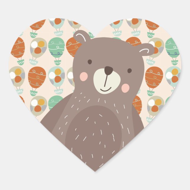 Sticker Cœur Ballons Whimsical à air chaud (Devant)