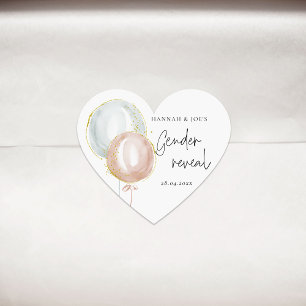 Sticker Cœur Balloon rose et bleu Sexe Révéler Fête Faveur
