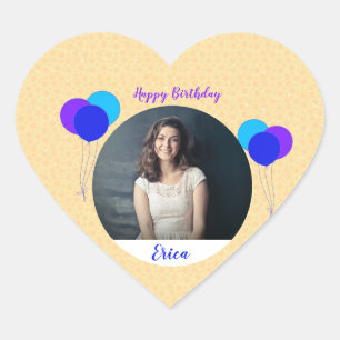 Sticker Cœur Balloons Joyeux Anniversaire Photo et Texte Person